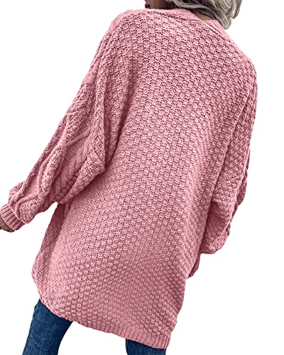 Dyexces Womens Oversized Cardigan Sweaters Open Front Cable Knit Lantern Long Sleeve Chunky Outwear Coats Black