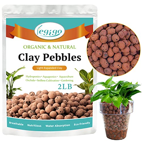 Legigo 2 LB Organic Leca Clay Pebbles for Plants, 4mm-16mm 100% Natural Leca Balls for Indoor Plants, Hydroton Clay Pebbles for Plants Hydroponic Aquaponics Growing Orchid Drainage Terrarium