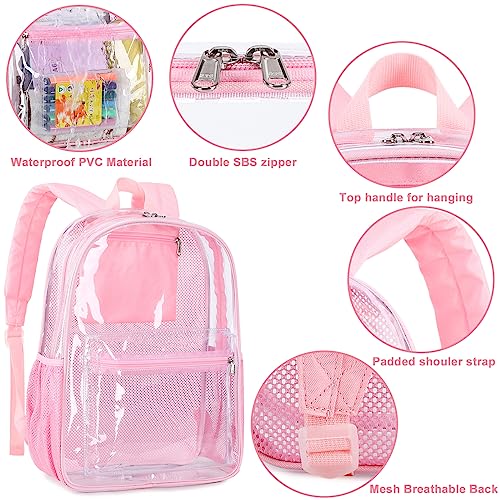 BTOOP Clear Backpack for School Kids Girls with Clear Lunch Box Large See Through Book Bags Heavy Duty Transparent Plastic Backpacks for Teens Women Work Stadium