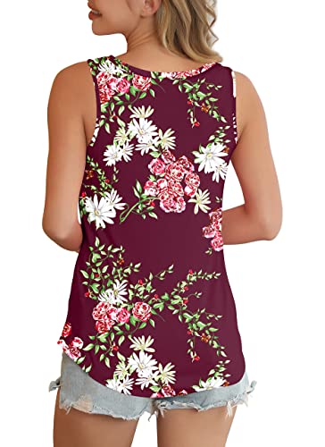 Feiersi Women's Summer Sleeveless V-Neck T-Shirt Casual Tank Tops Basic Blouse Shirts(Floral Multiple Blue,Small)