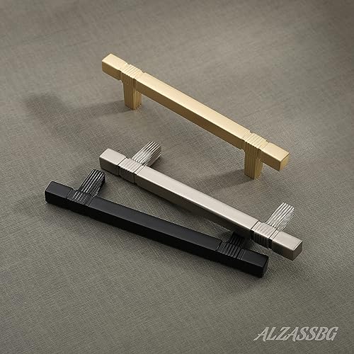 Alzassbg 10 Pack Matt Black Cabinet Pulls, 3-3/4 Inch(96mm) Hole Centers Cabinet Handles Square Kitchen Hardware for Cabinets and Drawers AL3086MB