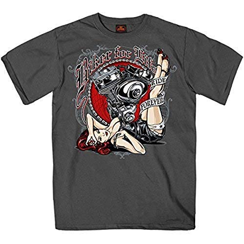 Hot Leathers 24389 Motor Pin Up 100% Cotton Double Sided Printed Biker T-Shirt