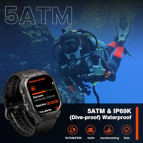 KOSPET Smart Watches for Men, 60-Day Battery Life, 50M Waterproof, Military(Full Metal), Answer/Make Call, Compatible for Android and iOS, 1.96'' AMOLED Always-on Display, AI Voice