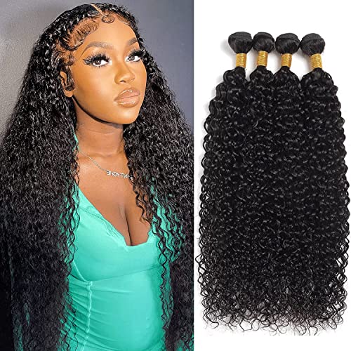 Water Wave Bundles Human Hair 12A Brazilian Virgin Hair Wet and Wavy Curly 3 Bundles 18 20 22 Inches 100% Unprocessed Deep Curly Bundles Human Hair for Women Natural Black Color Hair Extension