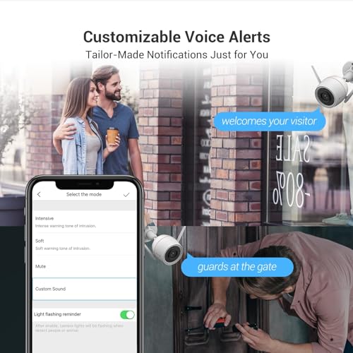 EZVIZ Custom Voice Alerts, 2K Outdoor Cameras for Home Security Outside, WiFi Surveillance Camera, No Subscription with Color Night Vision, IP67 Waterproof, Motion Detection, Two-Way Talk, Alexa