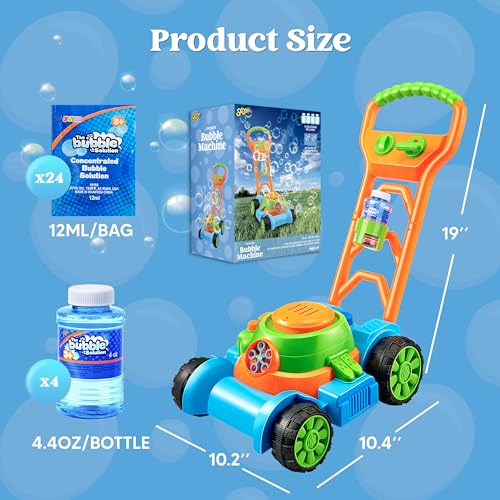 Sloosh Bubble Lawn Mower Toddler Toys - Kids Toys Bubble Machine Summer Outdoor Toys Games, Bubble Mower Push Toy Outside Toys for Toddlers Preschool Kid Boys Girls Birthday Gifts (Blue)