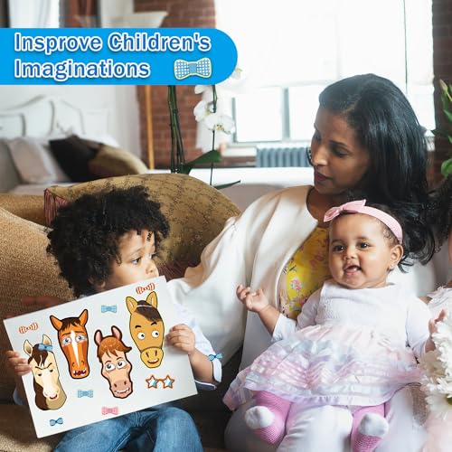 Aowplc 48 Pcs Make A Horse Sticker Sheets Mix and Match for Kids Horse Party Favors Supplies Birthday Gifts Activity Crafts