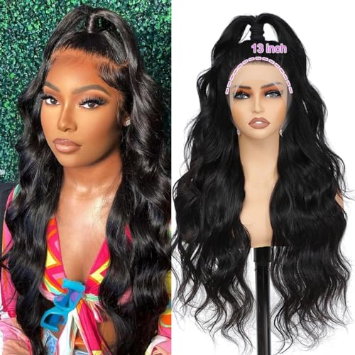 13x4 Body Wave Lace Front Wigs Human Hair 13x4 hd Transparent Lace Frontal Wig 180 Density Lace Front Wigs Human Hair for Women Body Wave Wigs Brazilian Human Hair Pre Plucked with Baby Hair 18 Inch
