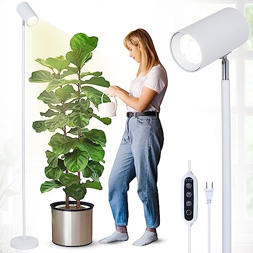 HMVPL Grow Lights Stand for Indoor Plants Full Spectrum Tall Plant Light for Indoor Growing with 20W COB Plant Light Bulb,4/8/12H Timer, Led Growth Floor Lamp for Large Plant Seedling(6 Level Height)