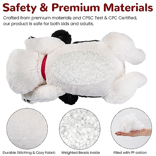 meowtastic Black & White Dog Weighted Stuffed Animals - 22 Inch 4.5 Pounds Weighted Plush Dog Stuffed Animals - Big Stuffed Dog Plush Pillow - Cute Plush Toys Gifts for Kids & Adults (22" 4.5 lbs)