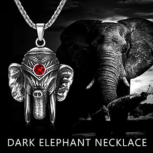 MUSECLOUD Black Elephant Necklace for Men Gothic Jewelry Stainless Steel Necklaces Goth Pendant Halloween Jewelry Punk Necklace