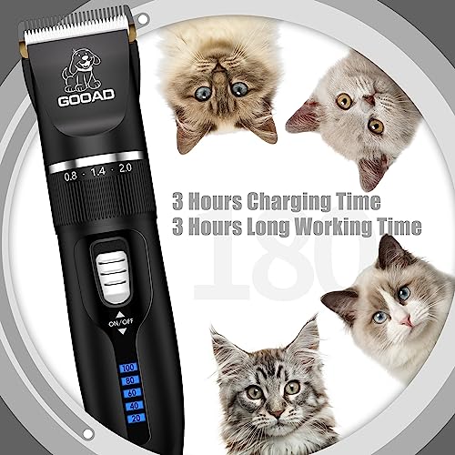 Gooad Cat Clippers for Matted Hair, Cat Grooming Kit, Cordless Cat Shaver for Long Hair, Low Noise Paw Trimmer, Cat Hair Trimmer for Grooming,Quiet Pet Hair Clippers Tools for Cats Dogs (Black)