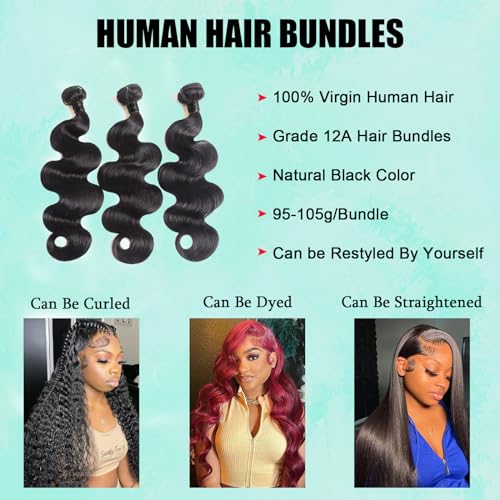 Ptgat Human Hair Bundles 12A Deep Wave Bundles 22 24 26 Inch 100% Unprocessed Brazilian Virgin Weave 3 Bundles Double Weft Deep Curly Human Hair Bundles Hair Extensions Full and Thick Natural Color