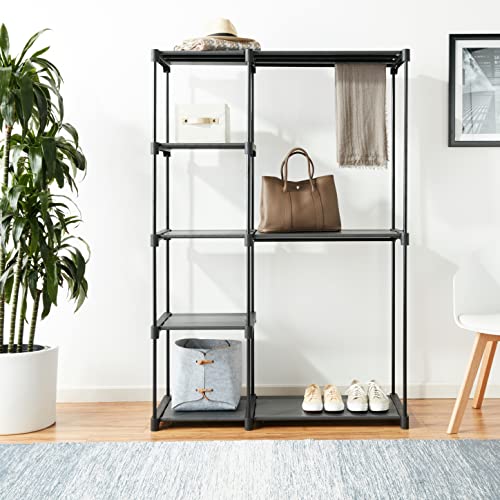 SONGMICS Portable Closet, Freestanding Closet Organizer, Clothes Rack with Shelves, Hanging Rods, Storage Organizer, for Cloakroom, Bedroom, 44.1 x 16.9 x 65 Inches, Black URYG24BK