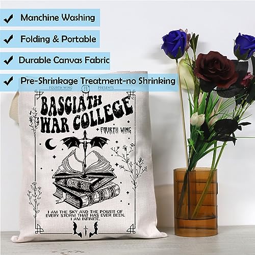 GJTIM Romantasy Dark Academia Dragons YA Fantasy book Inspired Gift Bookish Merch Dragon Rider Basgiath War College Tote Bag (War College Tote)