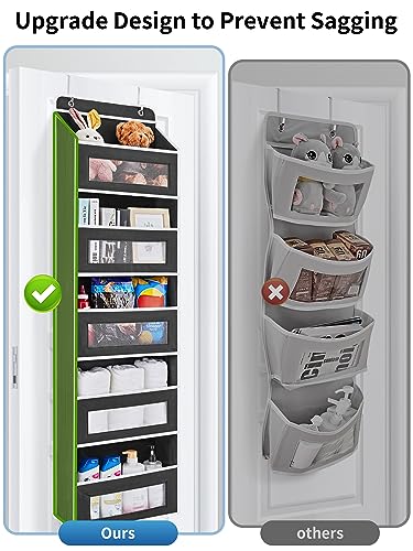 JARLINK Over The Door Organizer Storage, 5 shelf Hanging Door Organizer with 5 Large Capacity Pockets, Anti Tilt 44 lb Load Behind Door Organizer for Bedroom, Bathroom, Pantry, Nursery, (Black)