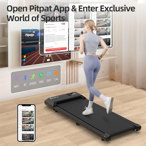SupeRun 2024 Newest Walking Pad Treadmill with Smart APP, Mini Under Desk Treadmill for Home/Office, 2 in 1 Portable Walking Treadmill 2.5HP, 300 Lb Capacity