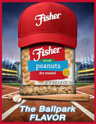 Fisher Snack Sea Salt Dry Roasted Peanuts, 36 Ounces, No Artificial Colors or Flavors