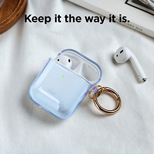 elago Clear Airpods Case with Keychain Designed for Apple Airpods 1 & 2 (Aqua Blue)