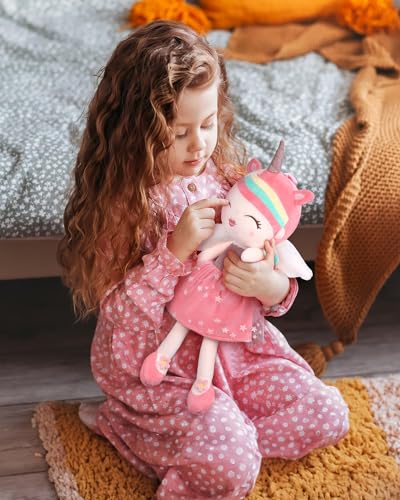 GAGAKU Soft Baby Doll Toys (16''), My First Baby Rag Doll for 1 Year Old Girl Birthday Gift Christmas with Wings Cuddly Toy - Flower Princess