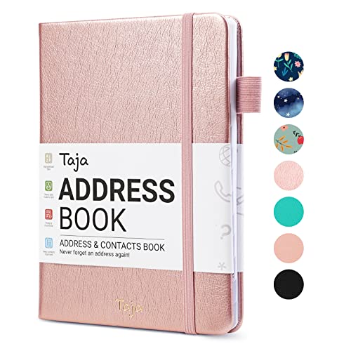 Taja Address Book with Alphabetical Tabs,Hardcover Address Book Large Print for Record Contacts, Small Address Book to Store All Your Important Informations in One Place - Aquamarine