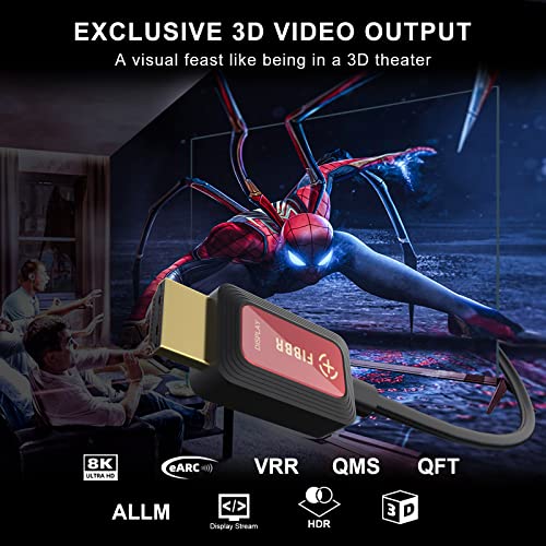 GeoHN.G 8K Fiber Optic HDMI Cable 65ft, Certified 48Gbps High-Speed HDMI 2.1 Cable, Support 8K@60Hz 4K@120Hz/144Hz eARC Dolby HDCP 2.2&2.3 HDR10 RTX 3080, Compatible with PS5/TV/Xbox Series X/PC