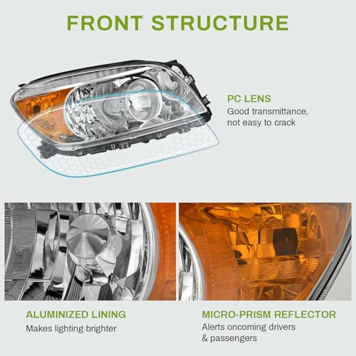 AUTOSAVER88 Headlights Assembly Compatible with 2006 2007 2008 RAV4 06-08 Headlamps Replacement Pair (Driver and Passenger Side) Chrome Housing Vehicle Light Assembly