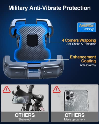Bovemanx Motorcycle Phone Mount, [150mph Wind Anti-Shake][7.2inch Big Phone Friendly] Bike Phone Holder for Bicycle, [3s Easy Install] Handlebar Cell Phone Mount, Compatible with iPhone 16 Pro Max