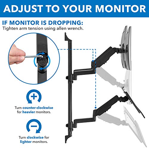 Mount-It! Wall Mount Workstation with Dual Monitor Mount, Keyboard Tray and CPU Holder, Height Adjustable Full Motion Arms, Fits Two 32 Inch Computer Screens