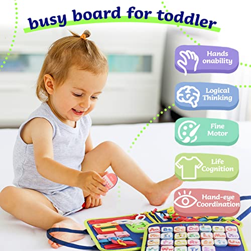 TenFans Space World Montessori Toys, Educational Learning Toys, Busy Board for Toddlers 1-4 Year Old, Sensory Toy, Baby Dress Toys, Activity Board for Montessori Activities