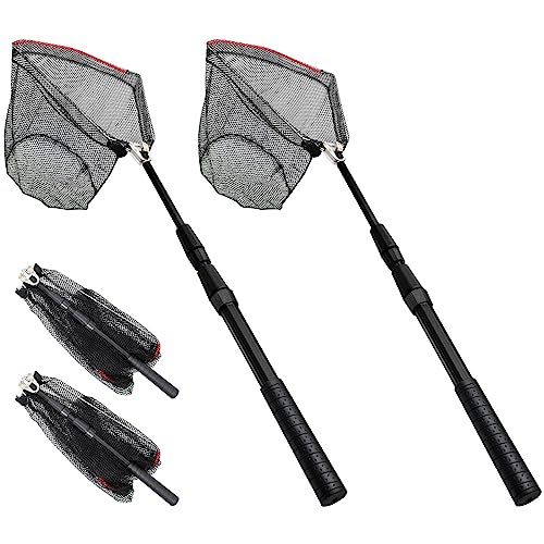 SAN LIKE 2pack Fishing Net Fish Landing Nets Ice Fishing Collapsible Telescopic Sturdy Pole Handle for Saltwater Freshwater Extending to 51inches (51inch-2pack)