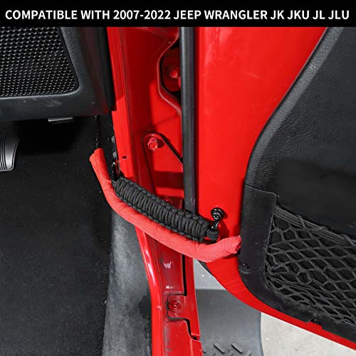 Hoolcar Paracord Door Limiting Straps Door Limiter Restrictor Door Snubber Compatible with 2007-2022 Jeep Wrangler JK JKU JL JLU 2/4 Doors, Interior Accessories, Black