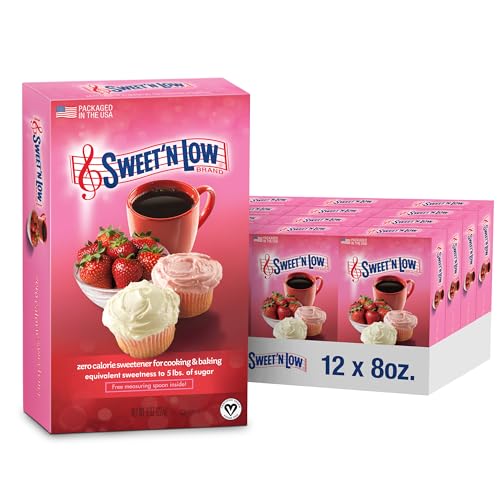 Sweet’N Low Zero-Calorie Sweetener, Contains Saccharin, Sugar Substitute, Keto, Vegan, Gluten-Free, Great for Cooking, Baking, Coffee, Tea, Hot/Cold Beverages, 8oz Box (12 Pack)