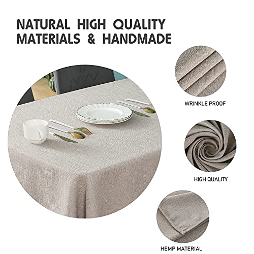 SEASHORE TREE Rectangle Tablecloth Water and Wrinkle Resistant Washable Faux Linen Table Cloth Decorative Fabric Table Cover for Kitchen Dining Party Buffet Wedding Camping（55 x 95, Taupe Gray）