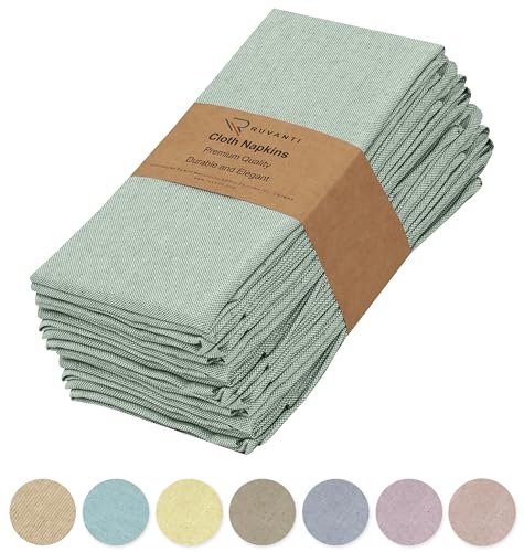 RUVANTI Cloth Napkins Set of 12, 18x18 Reusable Napkins Cloth Washable, Soft & Durable Table Napkins, Poly Cotton Fabric Dinner Napkins for Parties, Christmas, Thanksgiving, Weddings - Mauve
