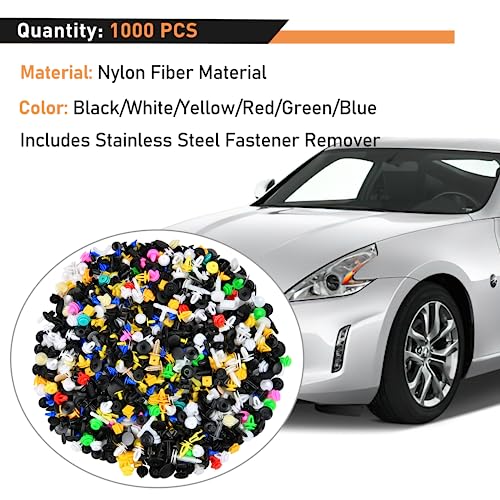 GOOACC 1001PCS Universal Car Clips Mixed Auto Bumper Fender Trim Door Panel Shield Engine Cover Retainer Rivet Push Clips with fastener remover for GM Ford Chrysler Toyota Lexus Honda Acura Dodge Jeep