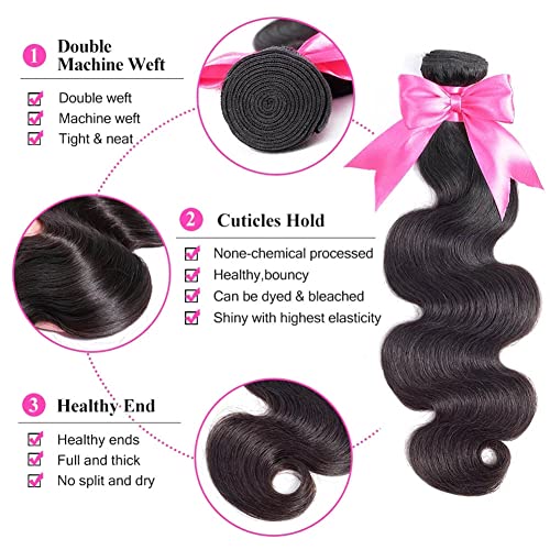 ISEE Body Wave Bundles Human Hair 1 Bundles 10 Inches Body Wave Human Hair Bundles Brazilian Virgin Hair Natural Black Color Bundles