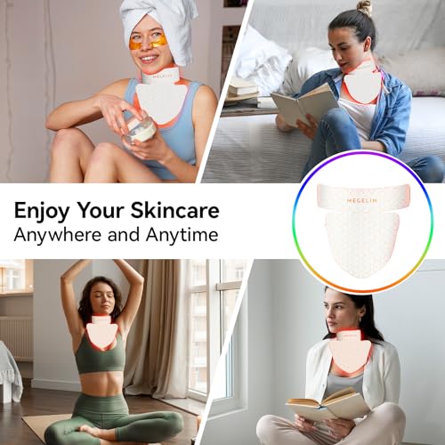 MEGELIN Led Red Light Therapy Face & Neck Mask, 7 Colors Led Light Therapy Facial Mask, Infrared Red Light Therapy Mask, Infrared Light Skin Rejuvenation(Black)