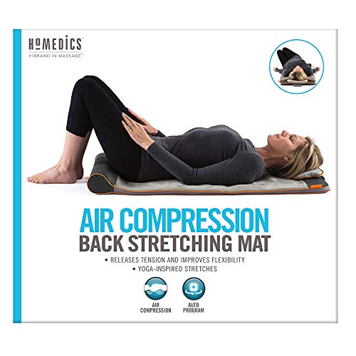 Homedics Yoga Fitness Back and Lumbar Stretching Mat with Air Compression and 3 Levels of Intensisty, Silver