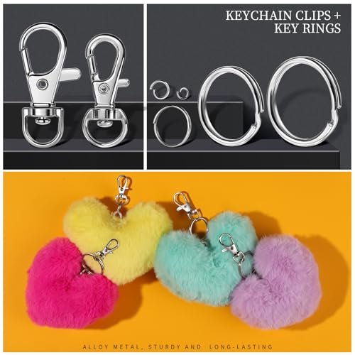 LEOBRO 265PCS Keychains Clips with Key Rings, Keychain, Metal Lobster Claw Clasps and Key Chain Rings, Key Chains Key Rings Bulk, Keychain Rings, Keychain Kit Lanyard Clip for Keys Crafts