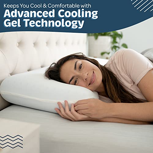 Pharmedoc Cooling Memory Foam Pillows, 1 Pack, Ventilated Cool Blue Bed Pillow, Reading and Bed Rest Pillows, Standard, Back Sleeper and Side Sleeper Support, Sleeping Pillows for Adults