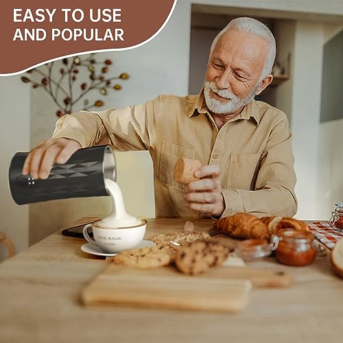 BEICHEN Milk Frother and Steamer, 4-in-1 Milk Foamer Frother for Coffee Automatic Hot and Cold Foam Stainless Steel Maker with 2 Whisks for Latte Cappuccinos, Macchiato, Hot Chocolate Milk (White)