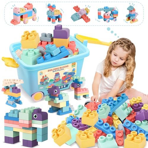 ROHSCE Soft Building Blocks for Toddler, Blocks for Kids 6 Months and up, Large Creative Stacking Blocks 20 PCS STEM Blocks, Toddler Stacking Toy Gifts Colorful Soft Block Sets