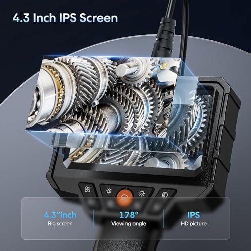 Endoscope Camera with Light, SKYEAR Handheld Borescope 4.3'' HD 1080P with 8 Adjust LED Lights, Inspection Camera with 16.4ft Semi-Rigid Cable, IP67 Waterproof Scope Camera for Swer, Gadgets for Men