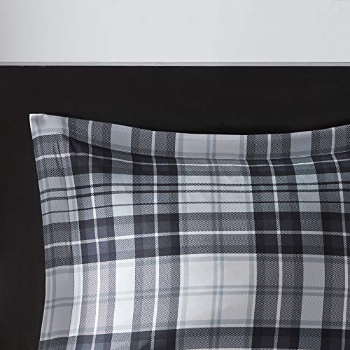 Madison Park Essentials Parkston Plaid Comforter, Matching Sham, 3M Scotchguard Stain Release Cover, Hypoallergenic All Season Bedding-Set, Twin/TwinXL, Black, 2 Piece