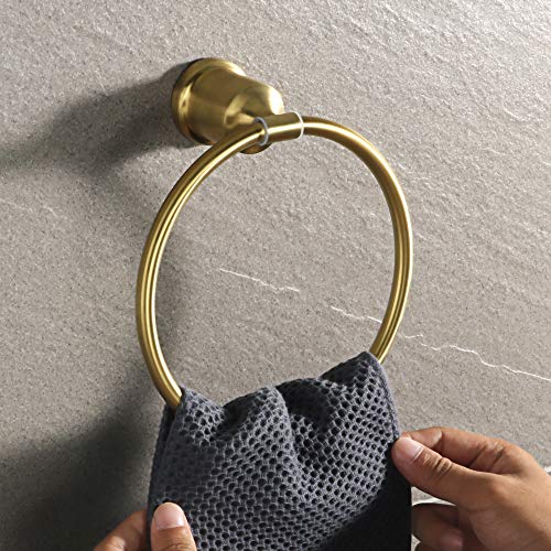 Alise Towel Rings for Bathroom,Hand Towel Holder Towel Hanger Wall Mount SUS304 Stainless Steel Towel Rack,Gold Finish GNM7001-G