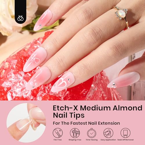 Beetles Gel Nail Tips Long Coffin Pre-Etched Nail Tips, 12 Sizes 288Pcs Pre Shaped Clear Gel Nail Tips Full Cover False Nail Tips Acrylic Glue on Nails Extension Fake Nails Manicure Gifts for Women
