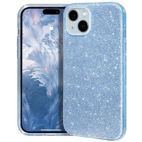 MATEPROX Compatible with iPhone 15 Case Bling Sparkle Cute Girls Women Protective Cases Cover for iPhone 15 6.1" 2023-Blue