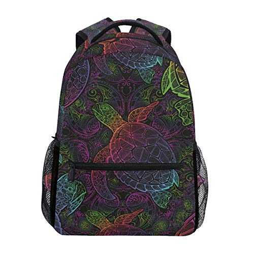 senya School Backpack Boho Sea Turtle Mandala Bookbag for Boys Girls Travel Bag One Size