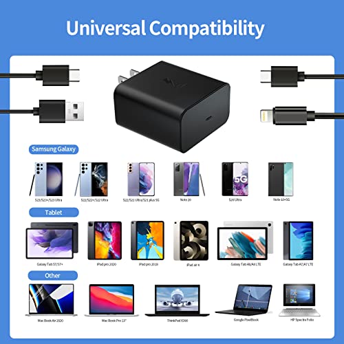 2Pack 45W USB C Super Fast Charger, Android Phone Wall Charger Fast Charging with 5FT USB Type C Cable for Samsung Galaxy S24 S23 Ultra/S23+/S22 Ultra/S22+/S22/S20/Note 10/20 (10FT-2Pack)